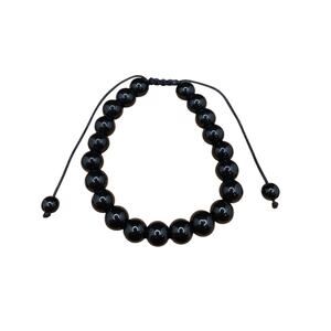 Black Obsidian Beaded Bracelet Adjustable Unisex Design Artisan Gemstone NEW